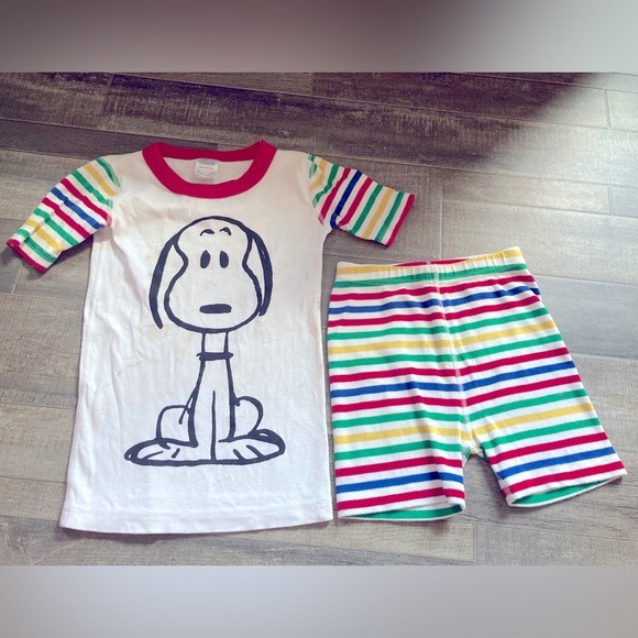 Hanna Andersson Snoopy Peanuts Short John PJs Pajamas 120 - Picture 1 of 4